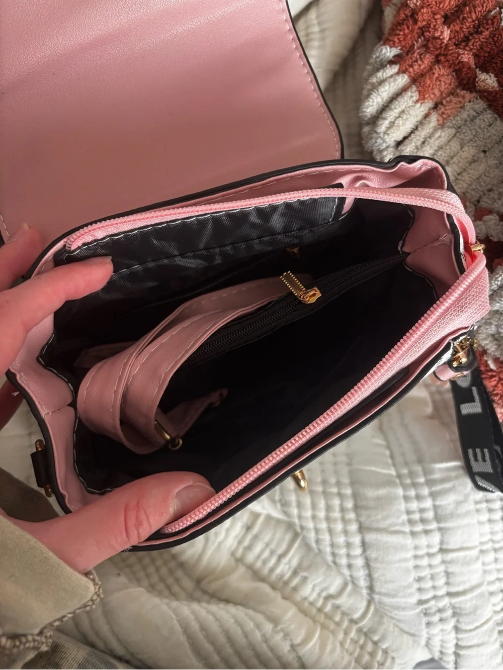 Pink Top-Handle Plaid Satchel Bag